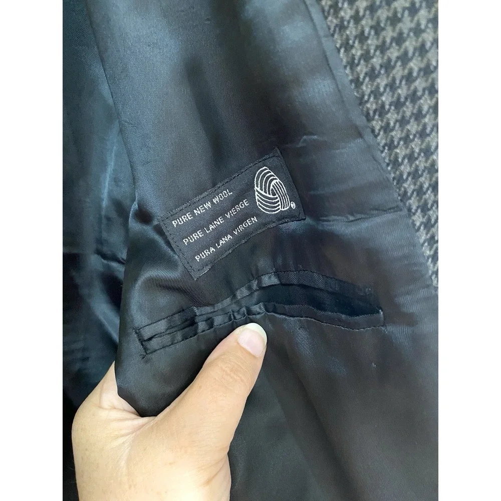 Lauren‎ Ralph Lauren Mens 40R Grey Houndstooth Wool Blazer Sport Coat 2-Button
